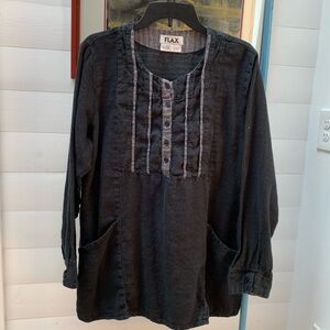 Flax Bib Inset Linen Top M